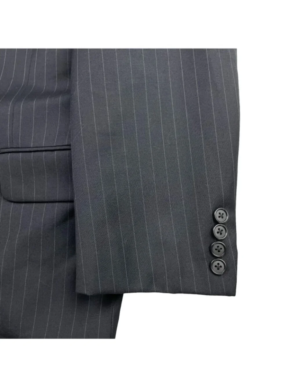 Hickey Freeman Men's Milburn 100% Wool 2-Button Blazer Black Stripe • USA • 46R